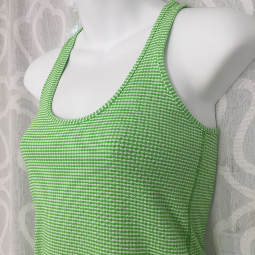 Lululemon Green White Gingham Tank Top - Picture 2 of 3